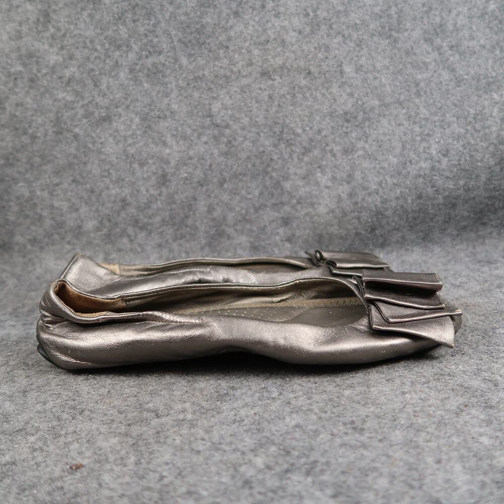 Me Too Shoes Womens 7.5 Ballet Flats Slip On Bow Metallic Square Toe Fashion